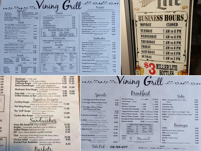 Vining Grill Menu