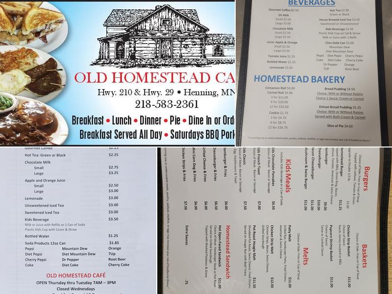 Old Homestead Cafe Menu