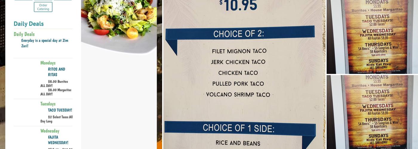 Zim Zari California Coastal Grill Menu