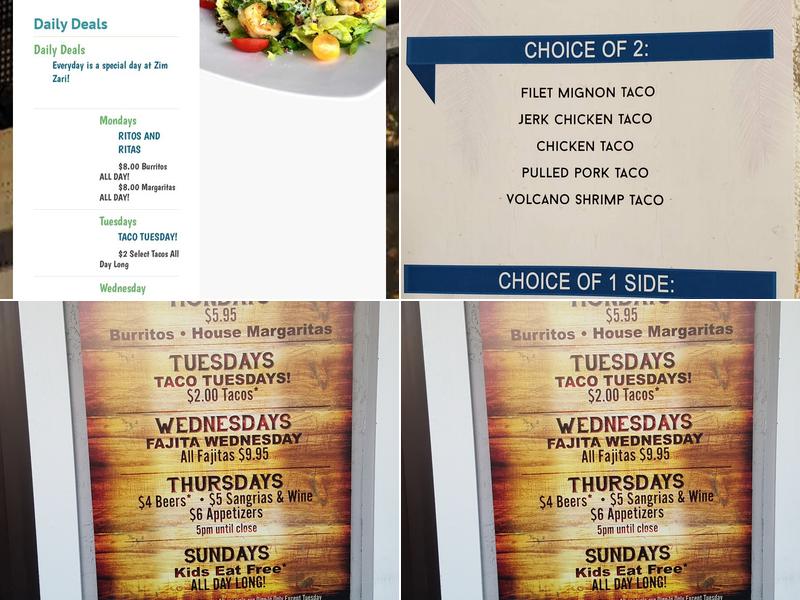 Zim Zari California Coastal Grill Menu