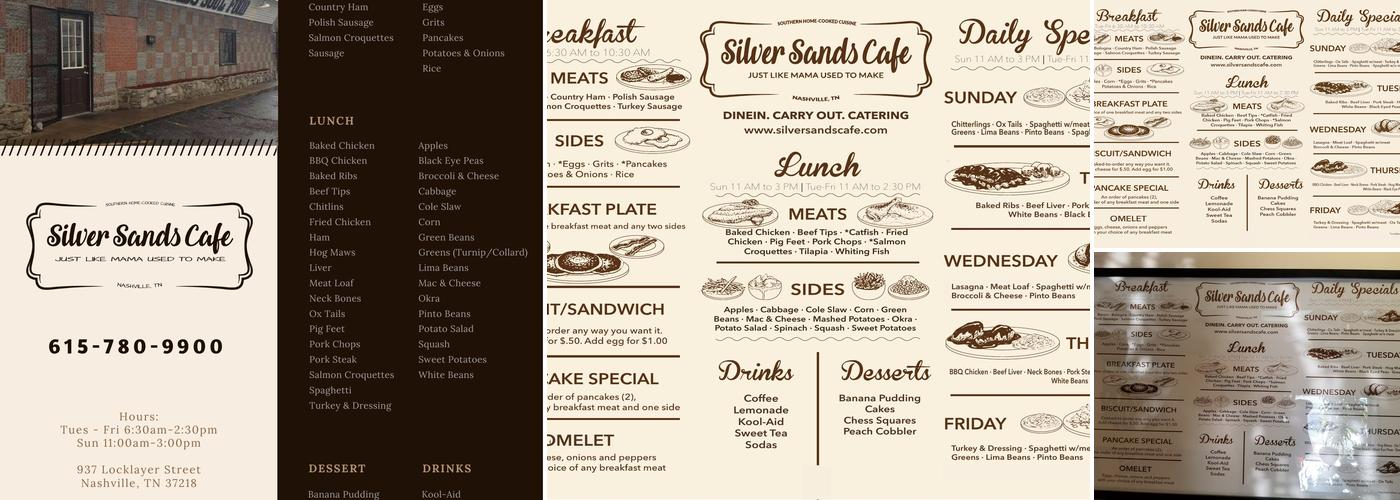 Silver Sands Café Menu