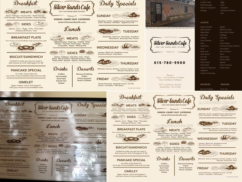 Silver Sands Café Menu