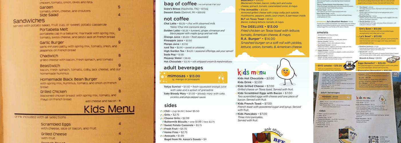 Sky Blue Cafe Menu