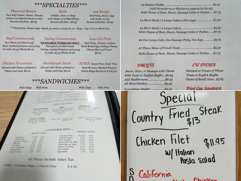 Pheasant Cafe Menu