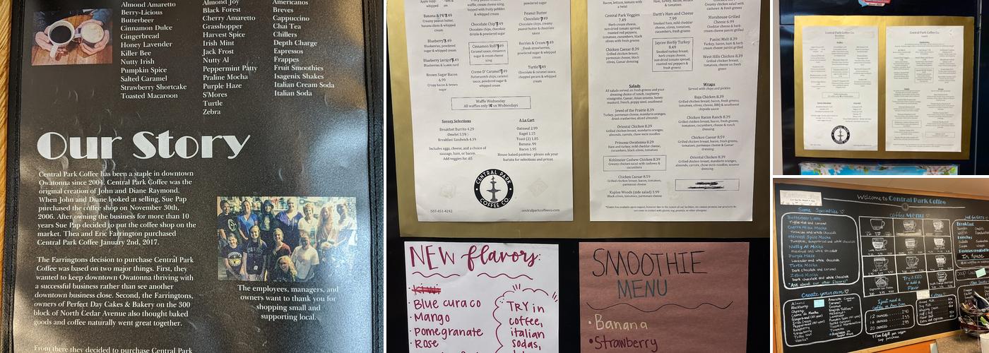 Central Park Coffee Co. Menu
