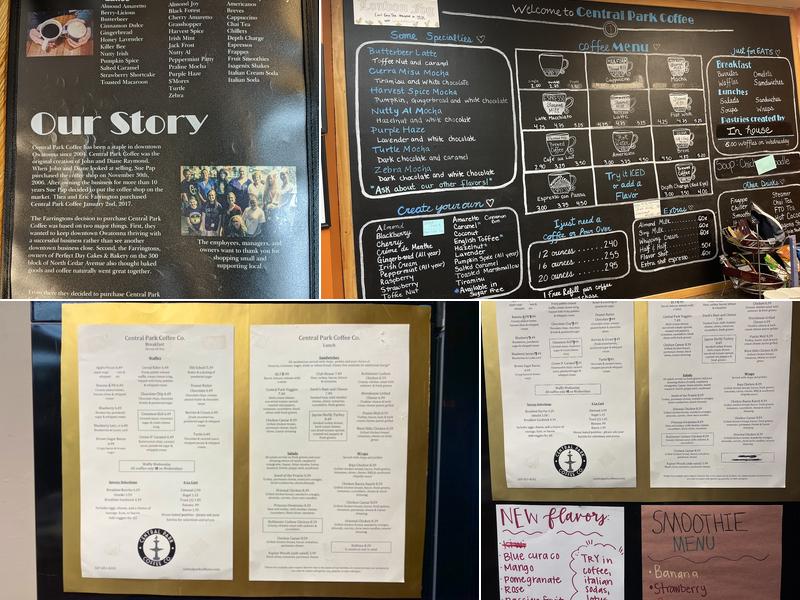 Central Park Coffee Co. Menu