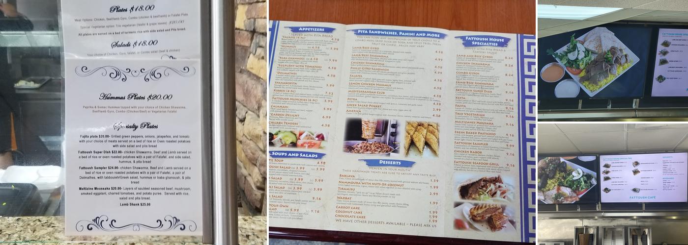 Fattoush Cafe Menu
