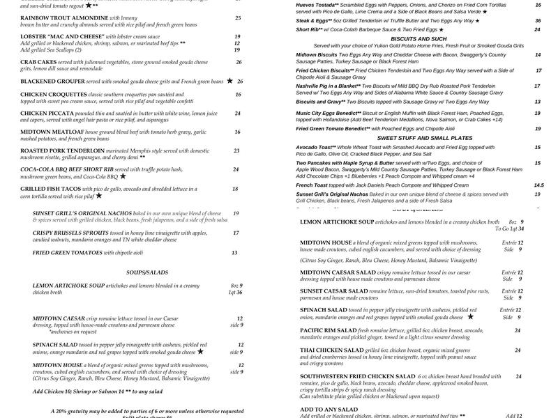 Midtown Cafe Menu
