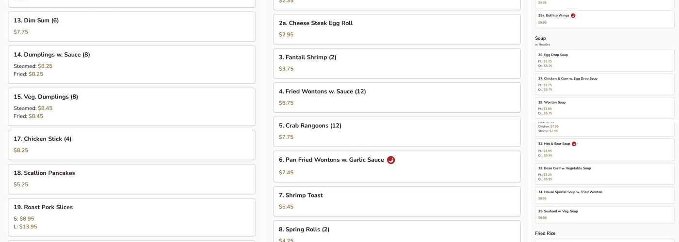 Lung Hing Kitchen Menu