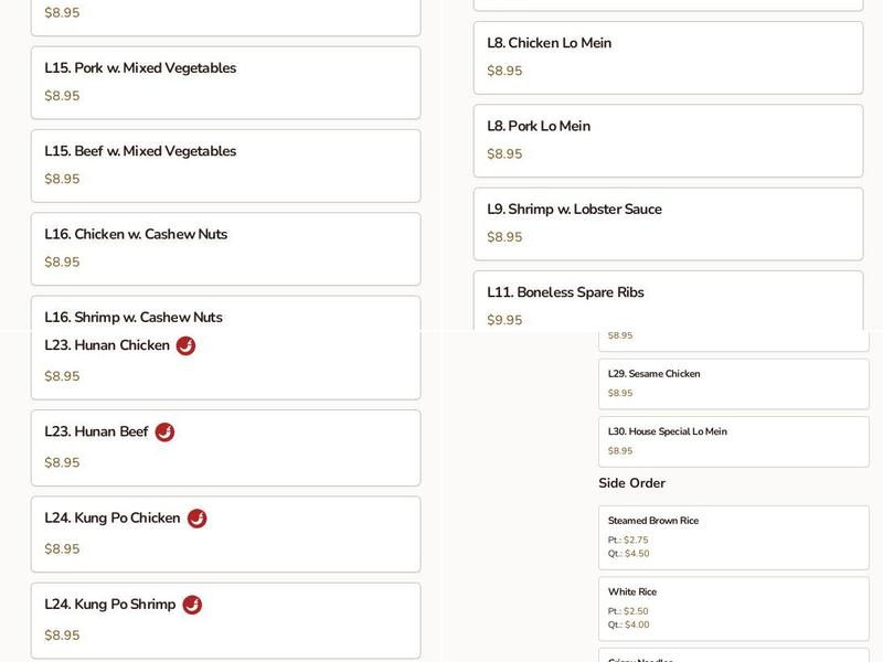 Lung Hing Kitchen Menu