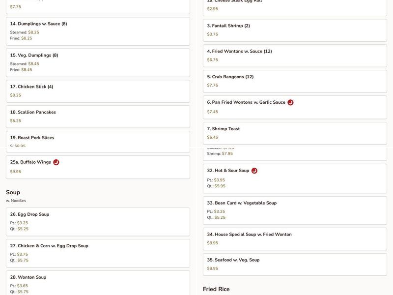 Lung Hing Kitchen Menu