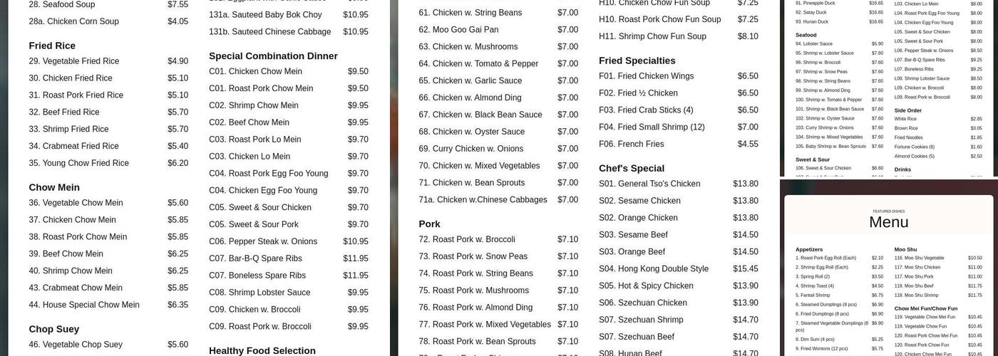 Sunrise Kitchen Menu