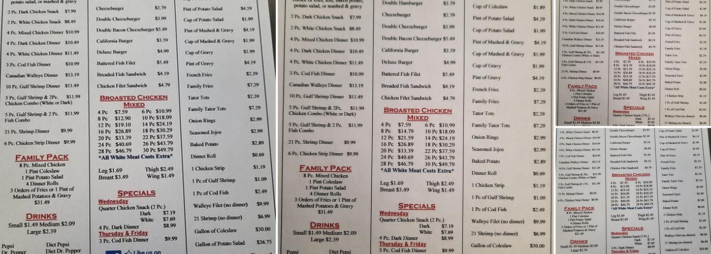 The Broaster Menu