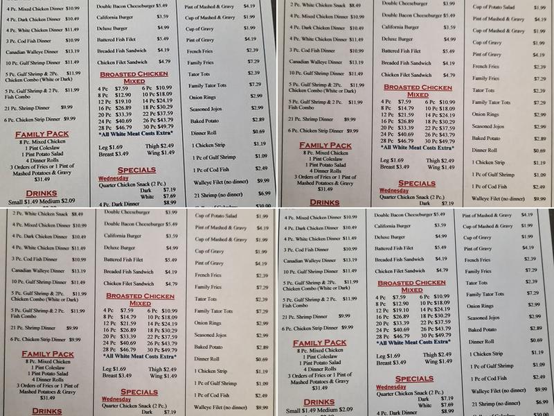 The Broaster Menu