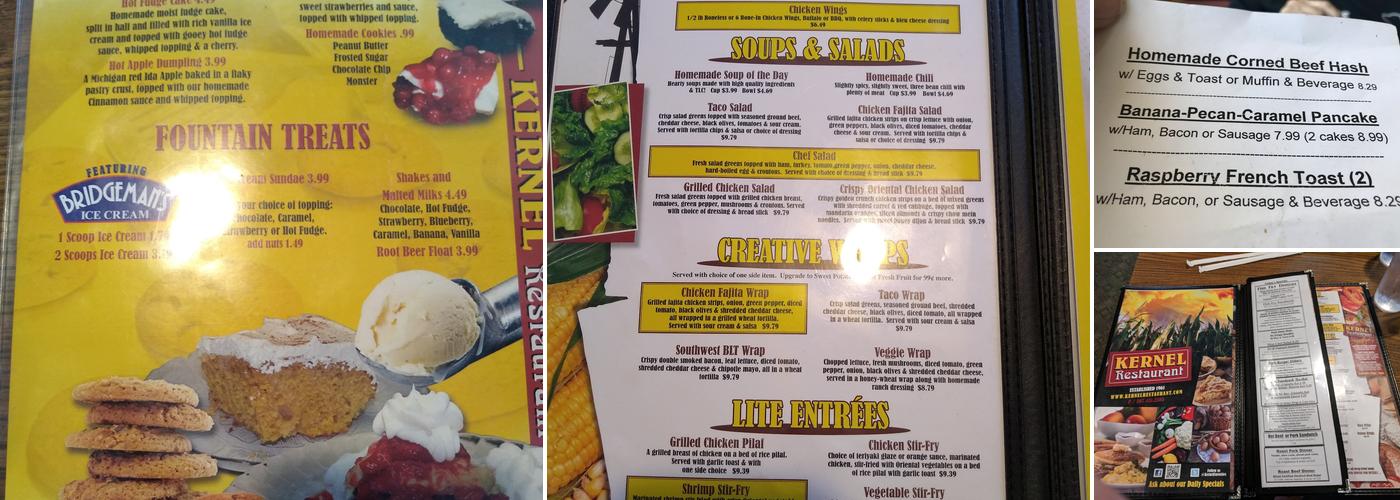 Kernel Restaurant Menu