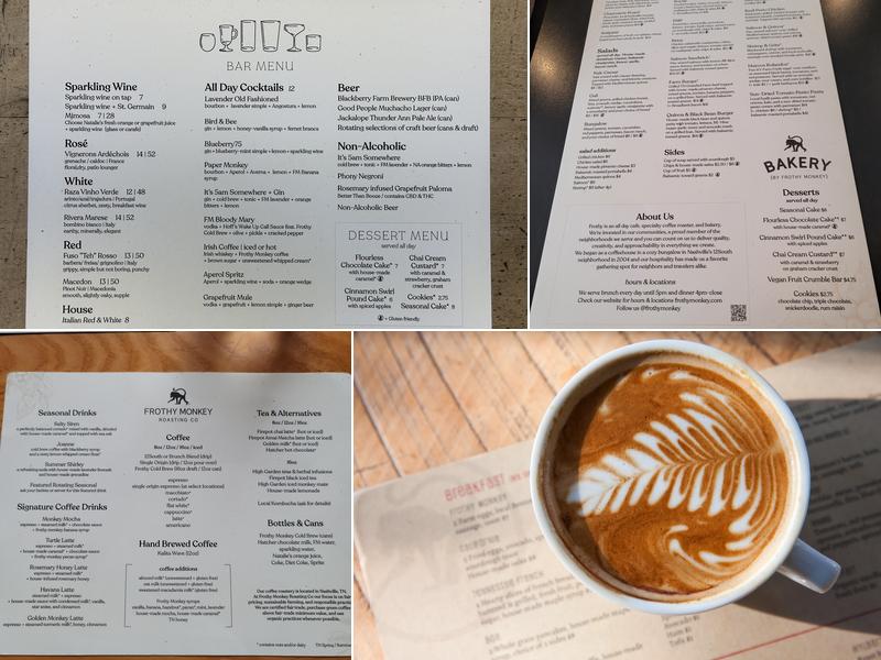 Frothy Monkey Menu