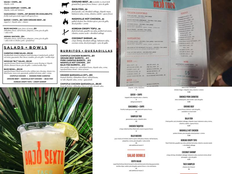 BajoTaco at The Country Music Hall of Fame Menu