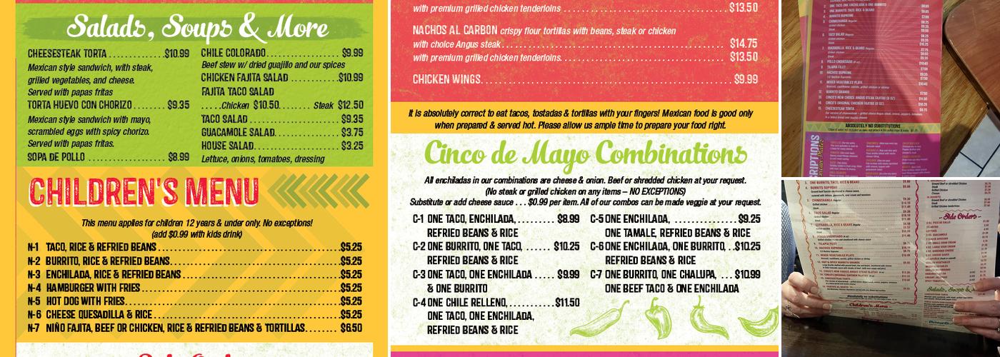 Cinco De Mayo Mexican Restaurant Menu
