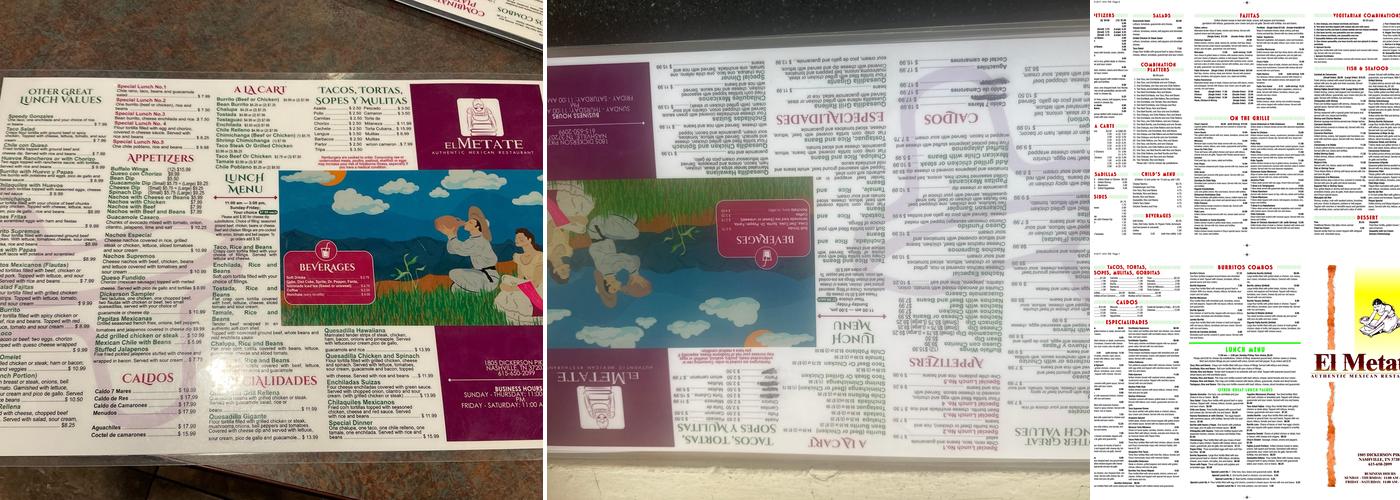 El Metate Menu