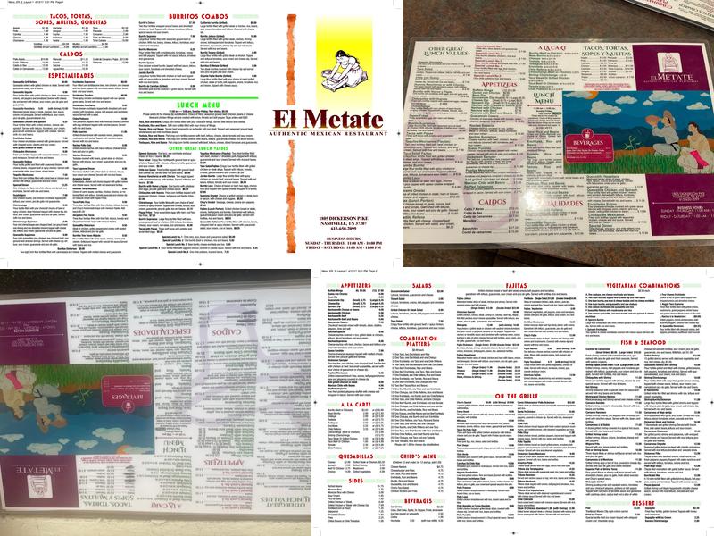 El Metate Menu