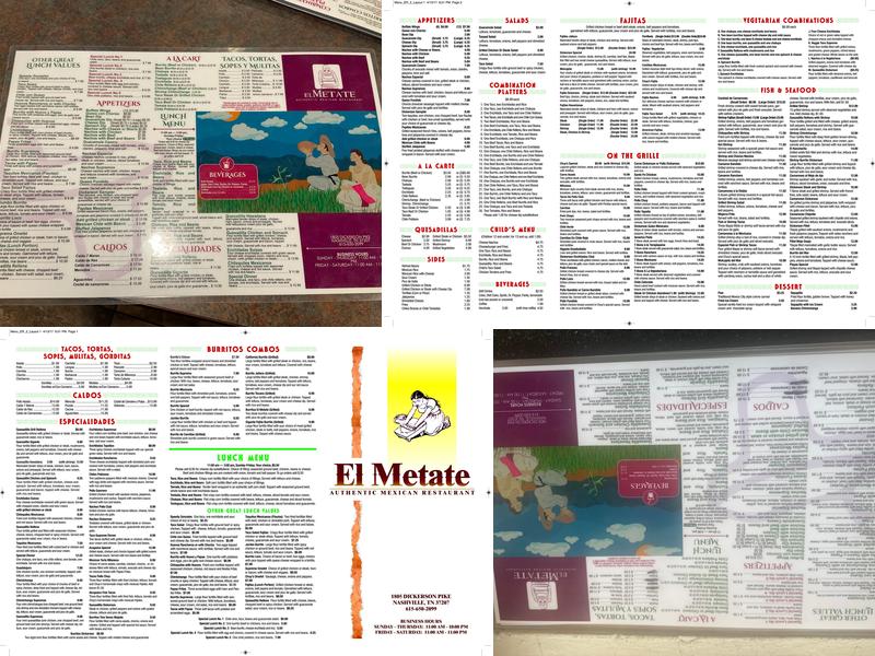 El Metate Menu