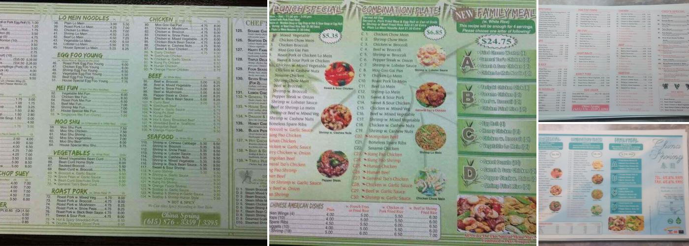 China Spring Menu