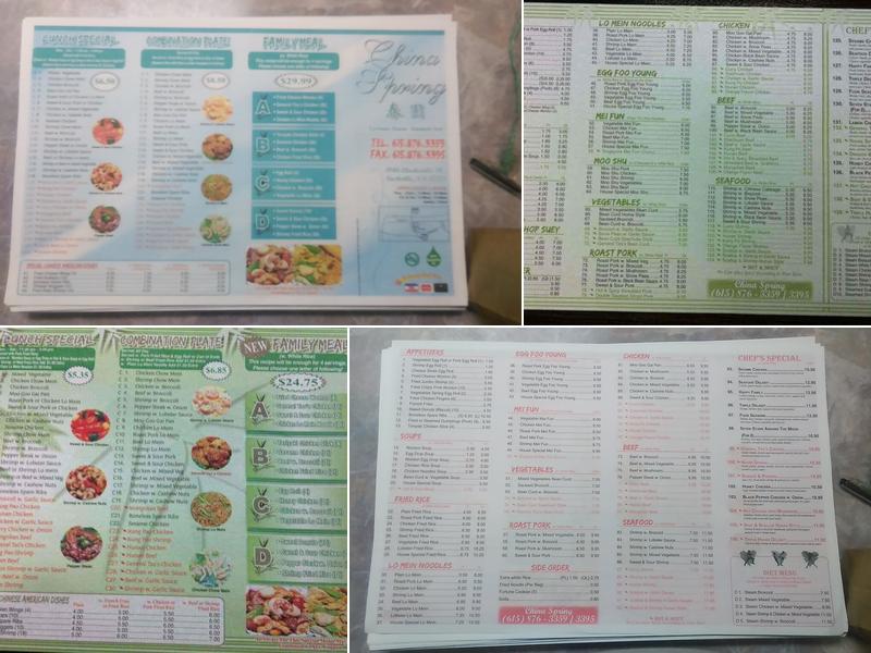 China Spring Menu