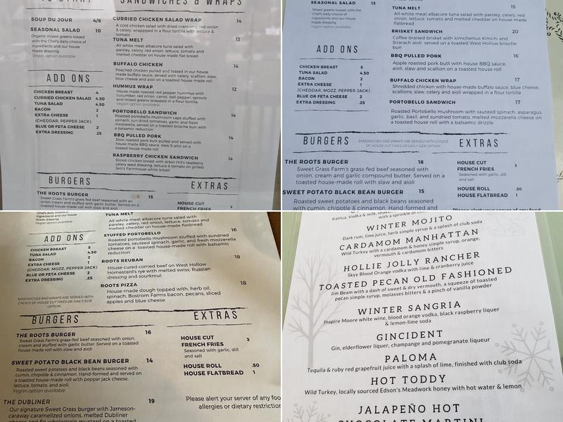 Roots Cafe Menu