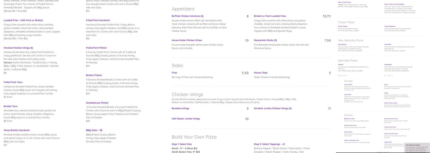 Naples Wood Fired Pizza & Smokehouse BBQ Menu