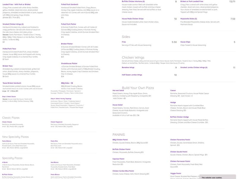 Naples Wood Fired Pizza & Smokehouse BBQ Menu