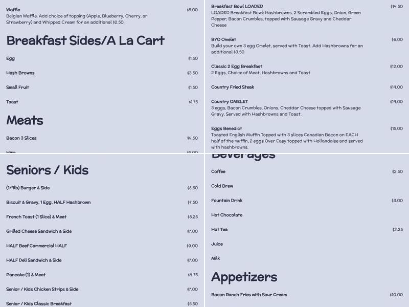 Nutcracker Cafe & Bakery Menu