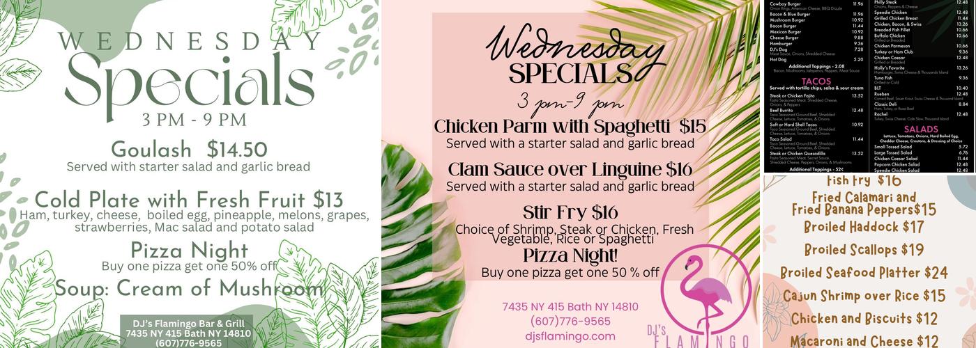 D.J.'s Flamingo Bar & Grill Menu