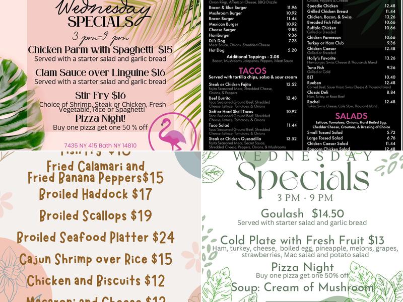 D.J.'s Flamingo Bar & Grill Menu