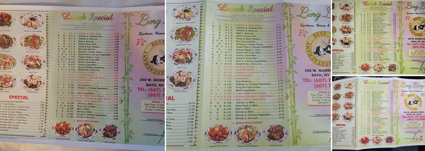 Ling Ling Menu