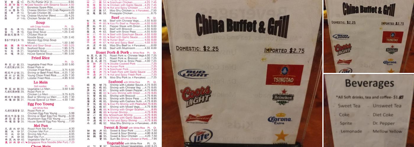 China buffet & grill Menu