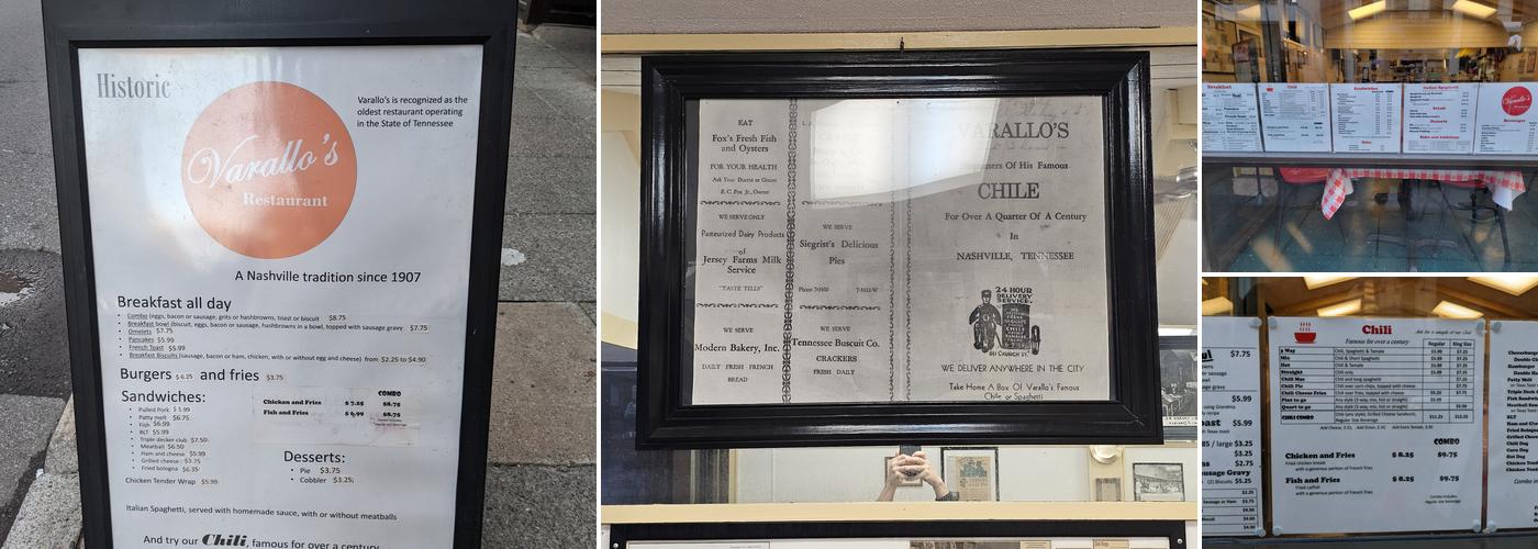 Varallo's Menu