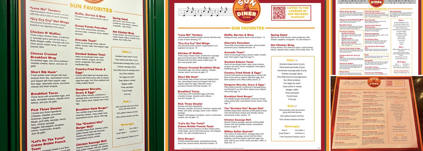 Sun Diner Menu