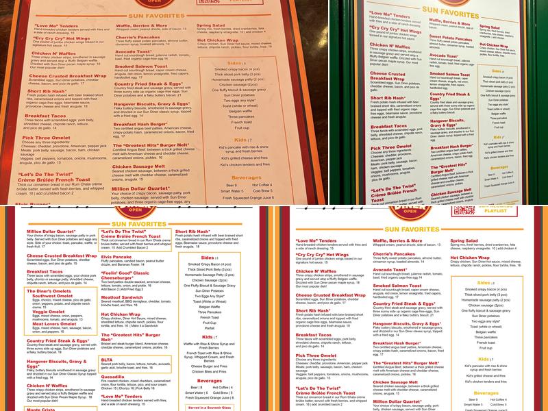 Sun Diner Menu