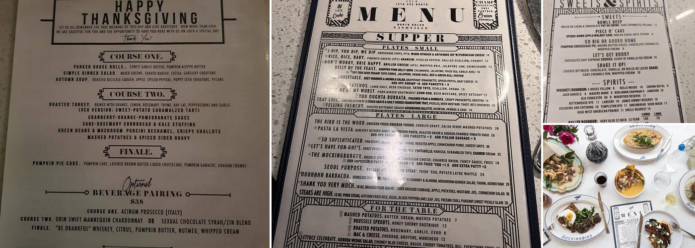 The Mockingbird Menu
