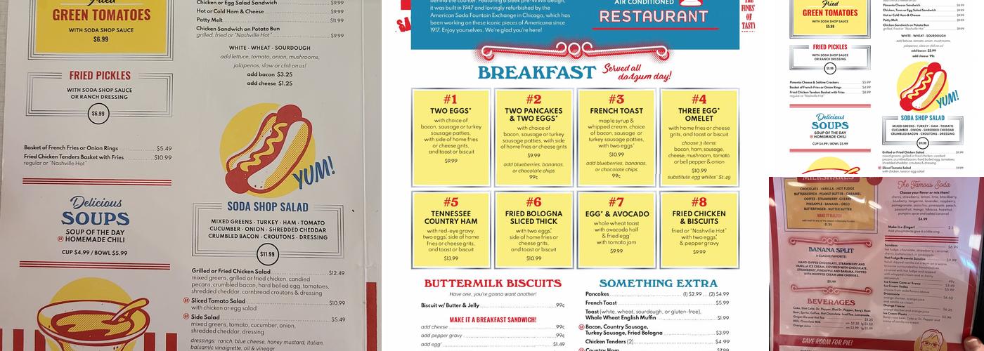 Elliston Place Soda Shop Menu