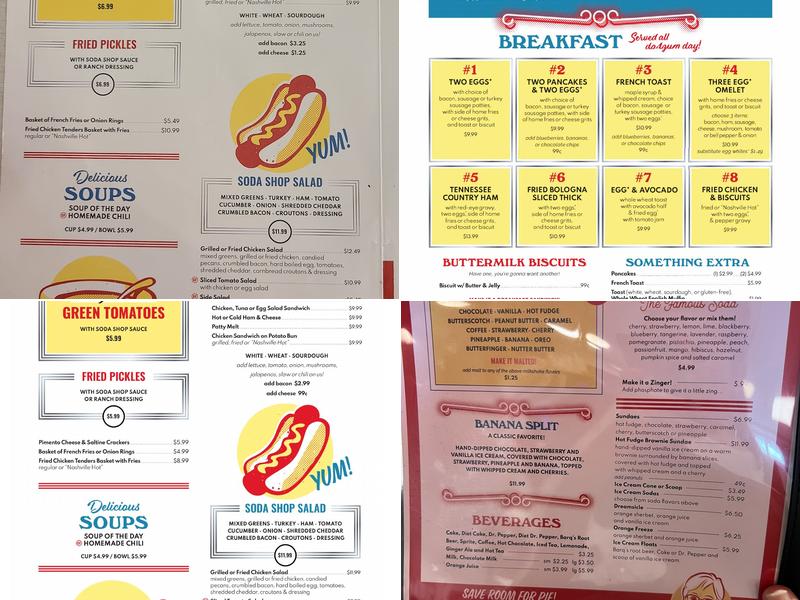 Elliston Place Soda Shop Menu