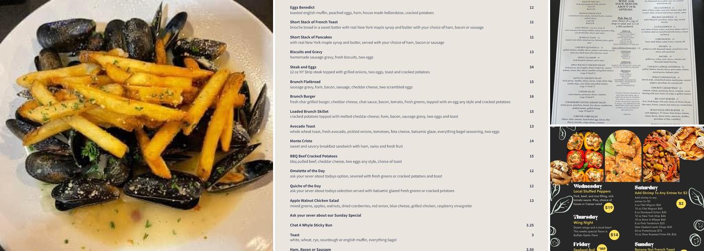 Chat-A-Whyle Restaurant Menu