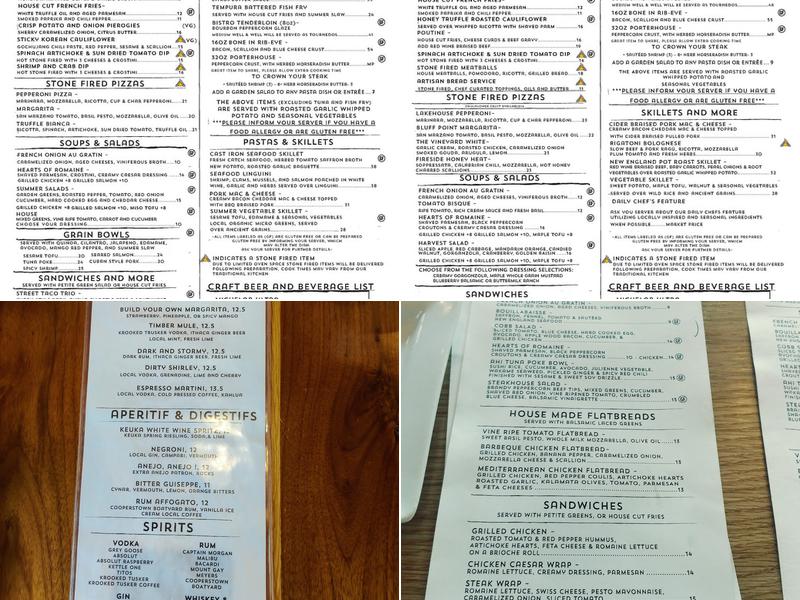 Timber Stone Grill Menu