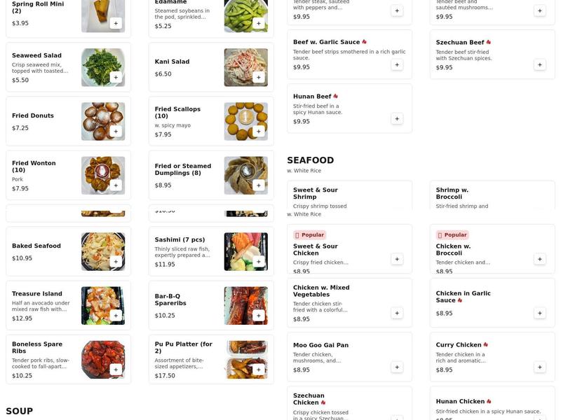 Sakura Sushi Buffet Menu