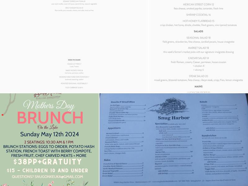 Snug Harbor Restaurant Menu