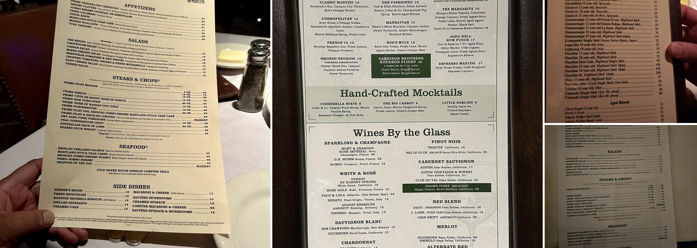 Bob's Steak & Chop House Menu