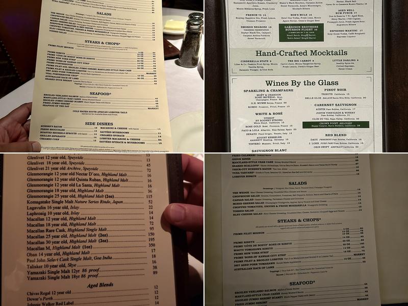 Bob's Steak & Chop House Menu