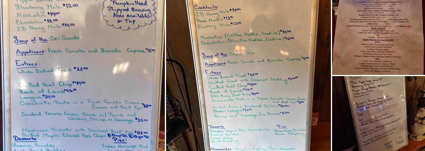 Riverside Cafe & Lodging Menu