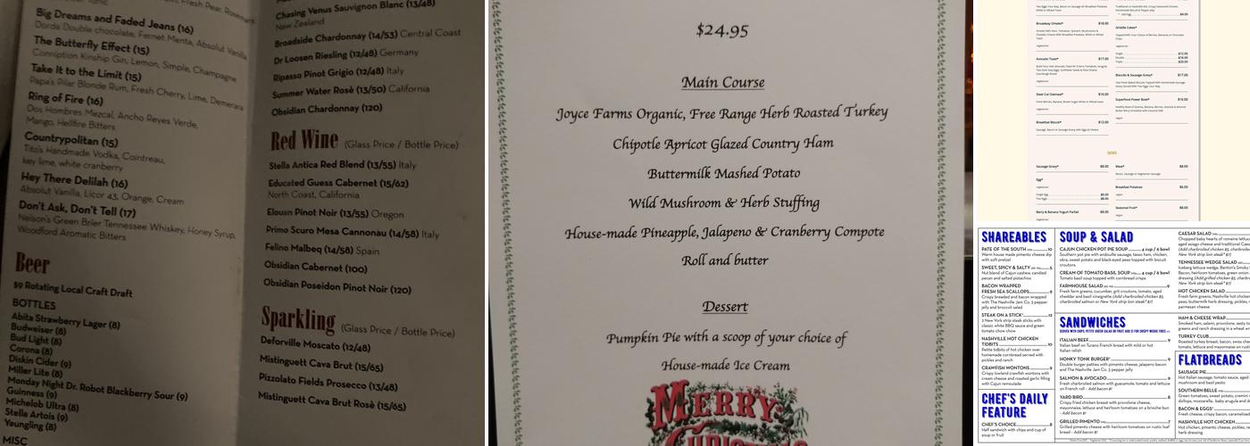 The Countrypolitan Bar & Kitchen Menu