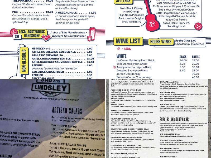 3rd & Lindsley Bar & Grill Menu